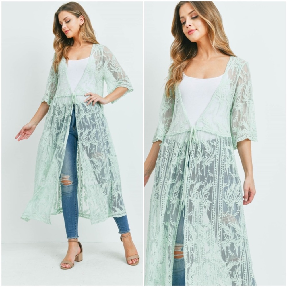 #12 Mint Lace cardigan/ Kimono - Picture 2 of 11